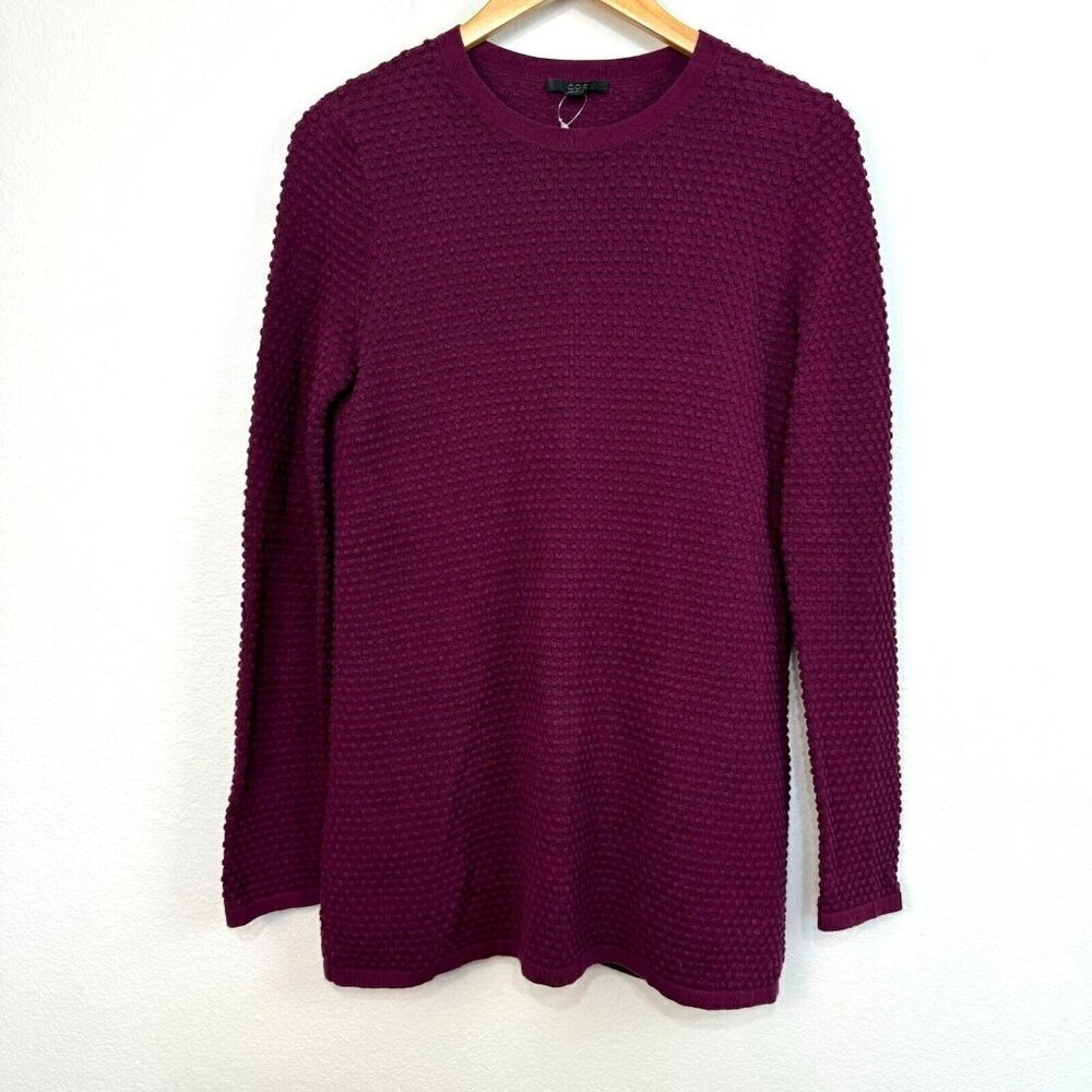 COS Women's Tunic Pullover Sweater Textured Crew Neck Long Sleeve Size Small